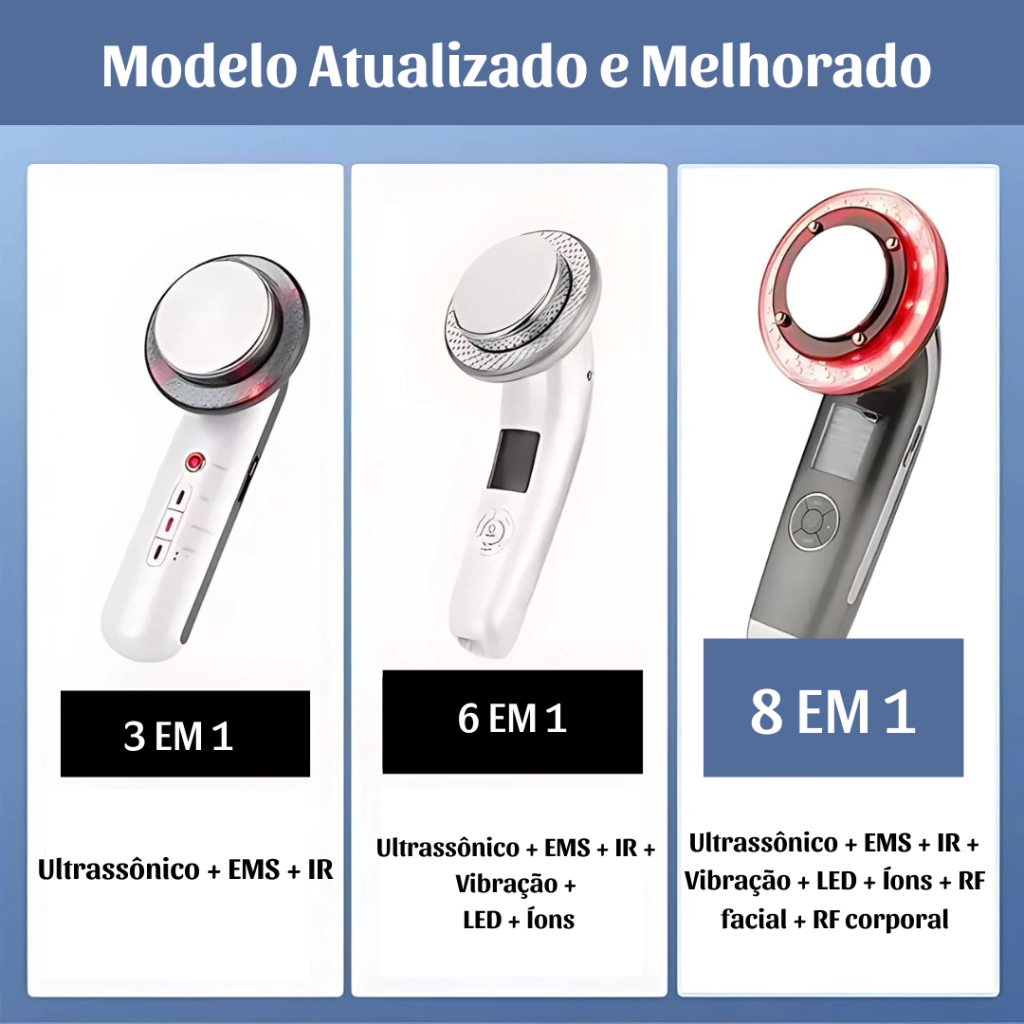 Eletroestimulador Lipocavitação 8 Em 1 | USB Recarregável