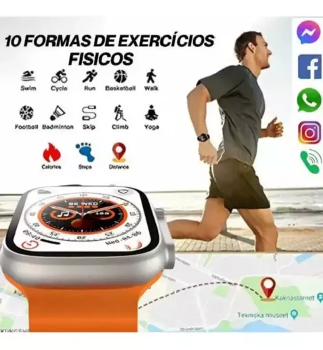 Relógio Smartwatch Ultra 2 S100 2.2HD Nfc Gps 49mm + 7 Pulseiras