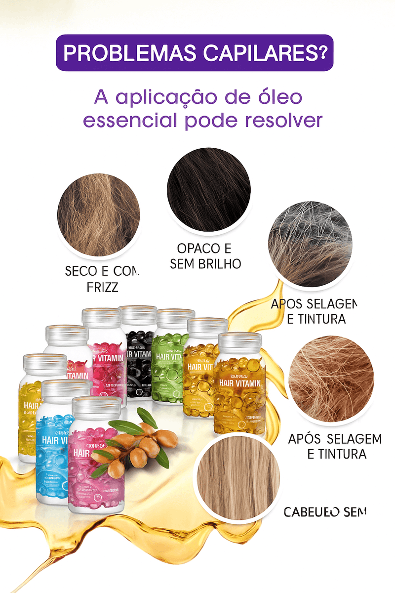 Sevich Hair Vitamin – 30 Cápsulas de Nutrição Capilar por Tipo de Cabelo