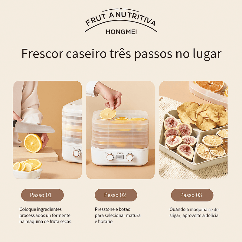 Aparelho Dryfit Max Desidratador de Alimentos 6 Bandejas Digital – Frutas, Carne, Petiscos – 220V