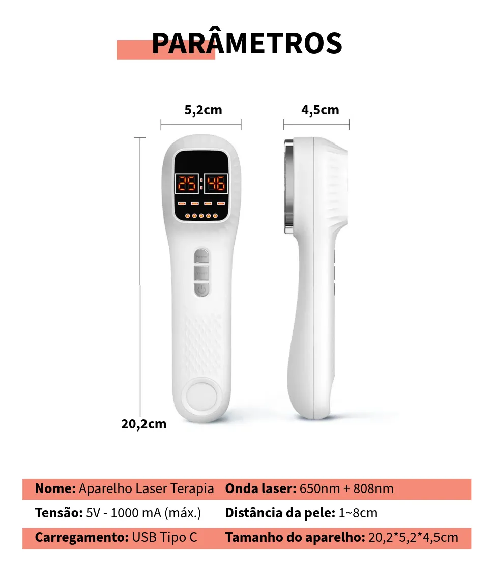 Aparelho Multifuncional de Fototerapia com LED Vermelho, Infravermelho e Radriofrequência – Estímulo de Colágeno, Rejuvenescimento, Dores Musculares e Outros.