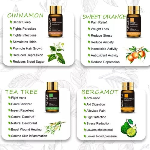 Kit de Óleos Essenciais Naturais MAYJAM - 20Unidades