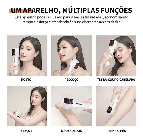 Aparelho Multifuncional de Fototerapia com LED Vermelho, Infravermelho e Radriofrequência – Estímulo de Colágeno, Rejuvenescimento, Dores Musculares e Outros.
