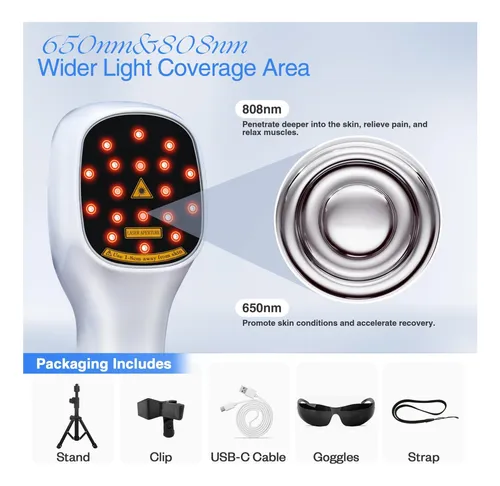 Aparelho Multifuncional de Fototerapia com LED Vermelho, Infravermelho e Radriofrequência – Estímulo de Colágeno, Rejuvenescimento, Dores Musculares e Outros.