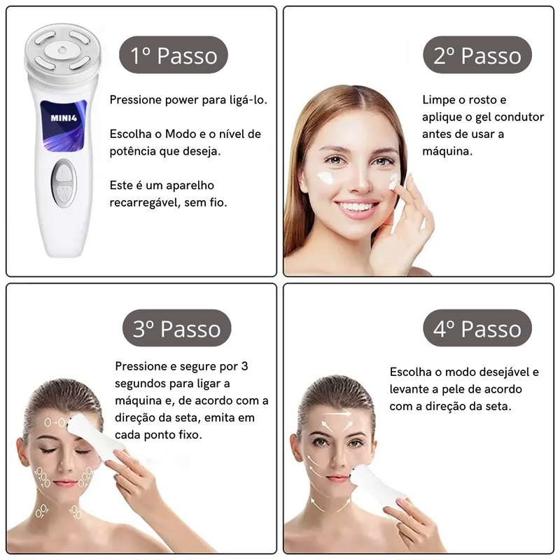 Novo MINI HIFU 4.0 Sem Fio - 4ª Geração (4 em 1) Face Lifting