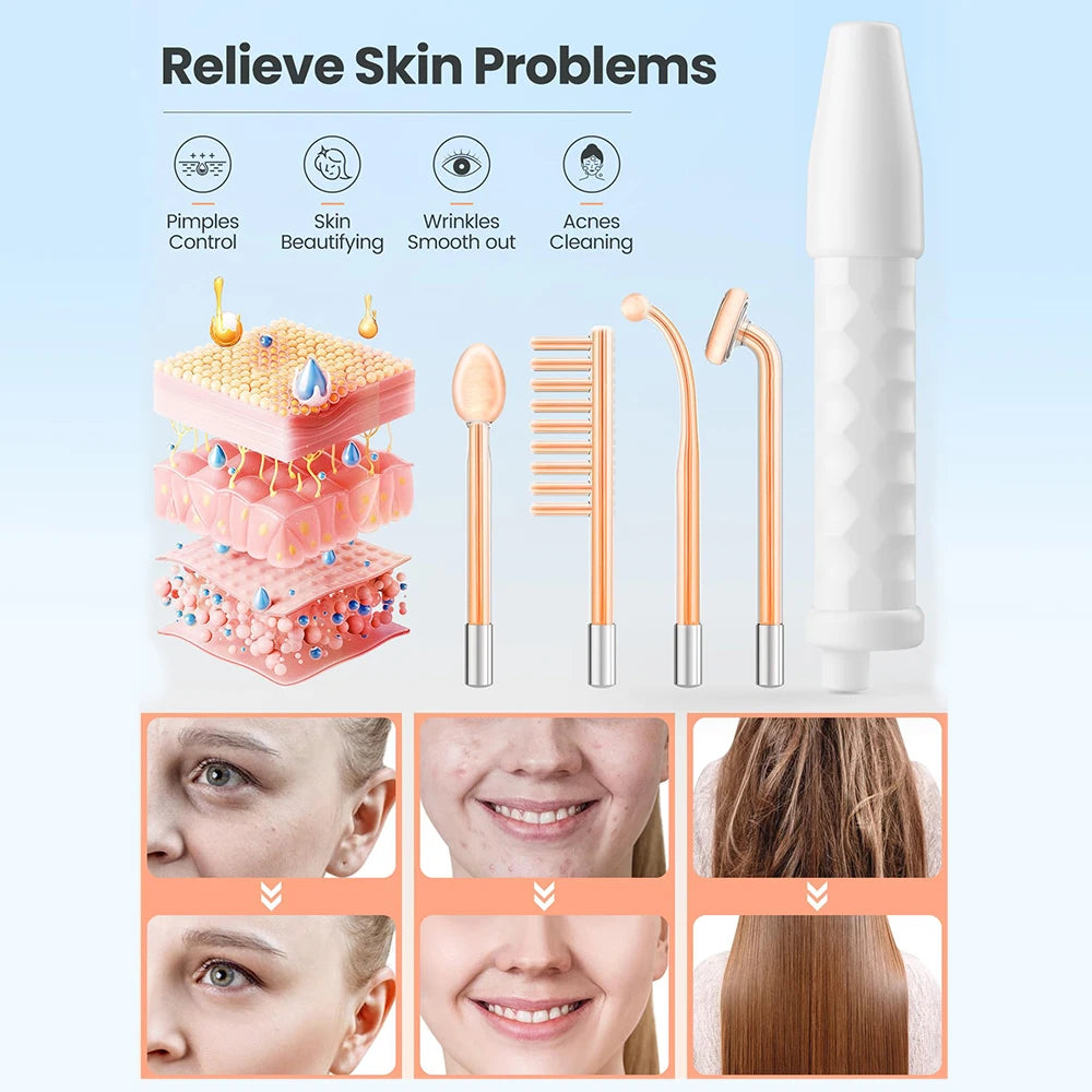 Aparelho de Alta Frequência Portátil 4 Eletrodos – Facial e Capilar