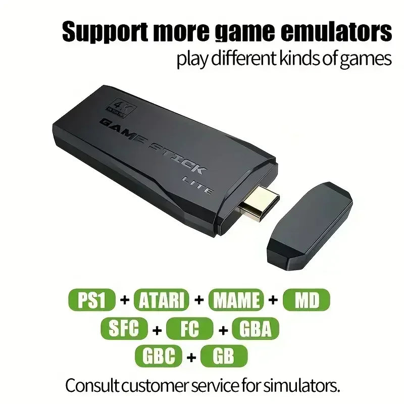 Videogame Retrô Stick M8 Console Sem Fio Emulador Retrô Console 4K HD Saída TV + 10mil Jogos | Portátil