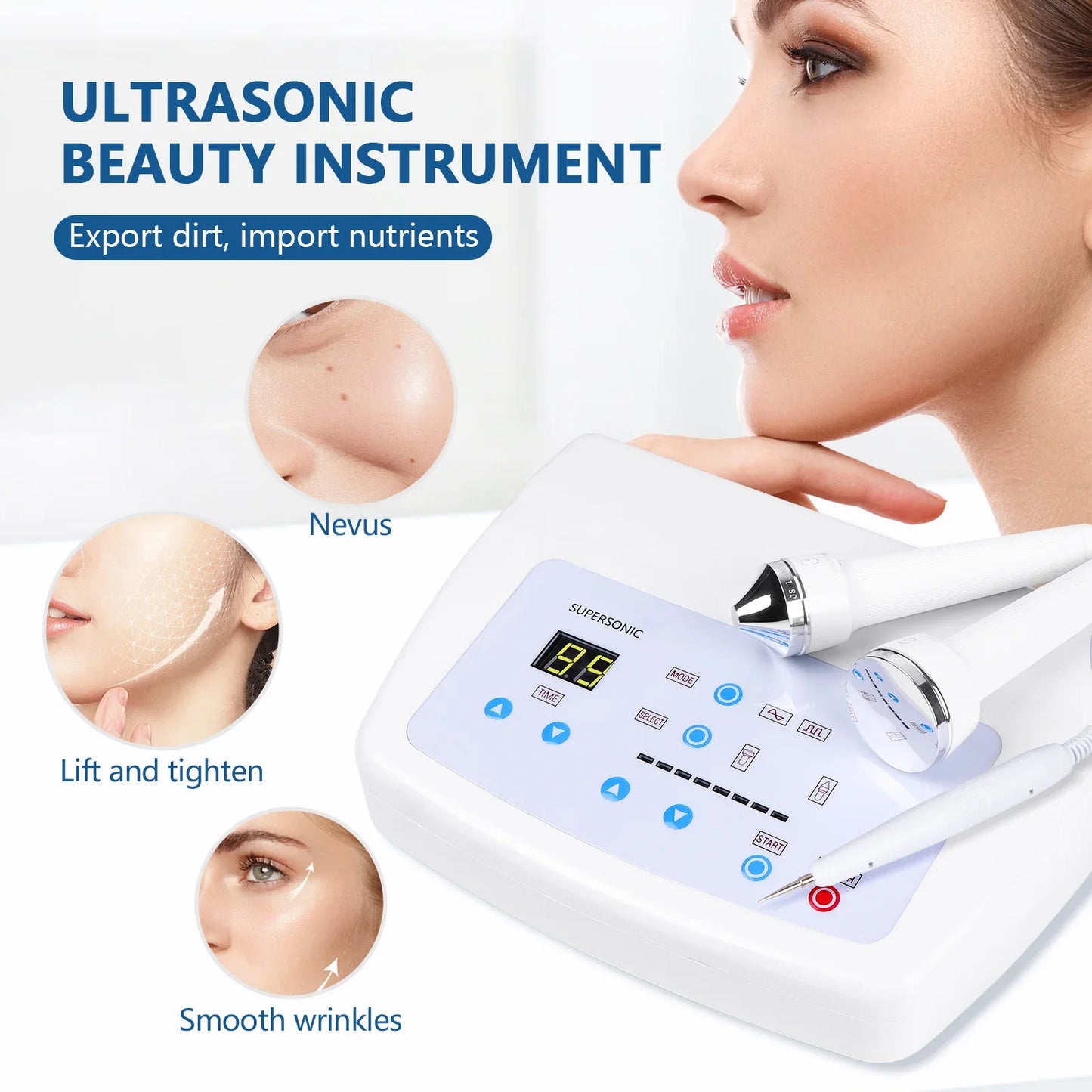 Aparelho Ultrassom HU-638 Supersonic Com Jato De Plasma Alta Frequência 3 Em 1