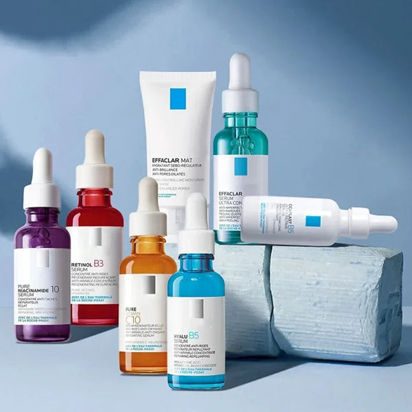 Linha La Roche-Posay: Vitamina C 10 Pure, Cicaplast B5, Ácido Hialurônico B5, Retinol B3, Pure Niacinamide 10, EFFACLAR Ultra Concentrado, Protetor Sola UVMune 400. Sua Linha Completa!