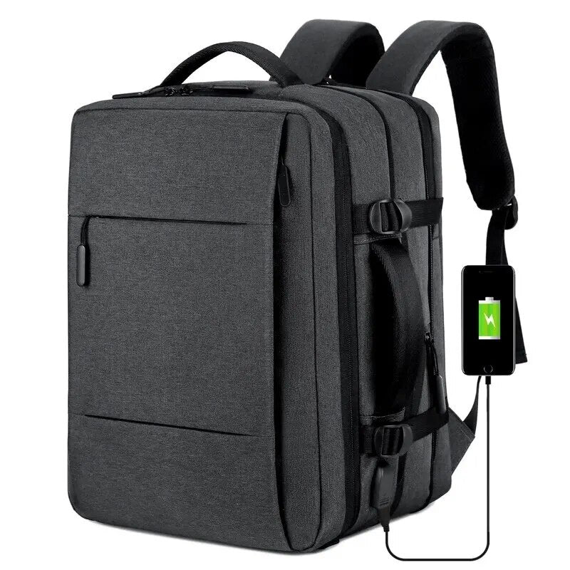 Mochila de Bordo Extensível Impermeável + USB | 36-55 litros