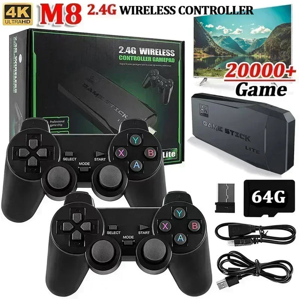 Videogame Retrô Stick M8 Console Sem Fio Emulador Retrô Console 4K HD Saída TV + 10mil Jogos | Portátil