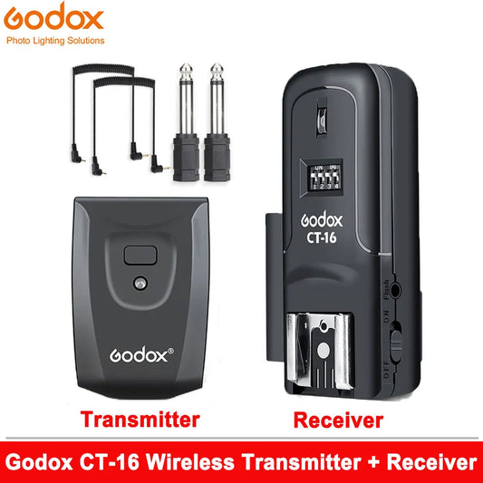 Conj. Radio Flash Transmissor + Receptor Godox CT-16 Canais Wireless Para Canon Nikon Pentax Olympus Speedlite | Universal