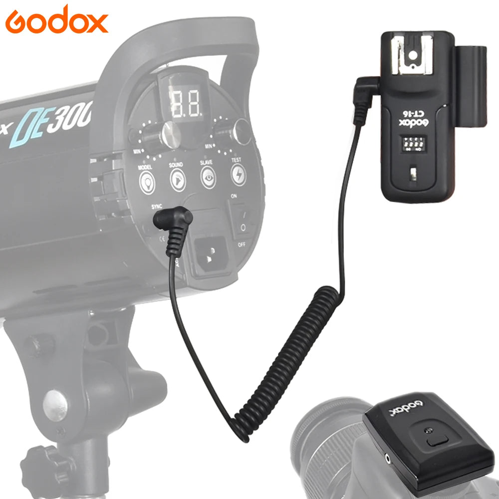 Conj. Radio Flash Transmissor + Receptor Godox CT-16 Canais Wireless Para Canon Nikon Pentax Olympus Speedlite | Universal