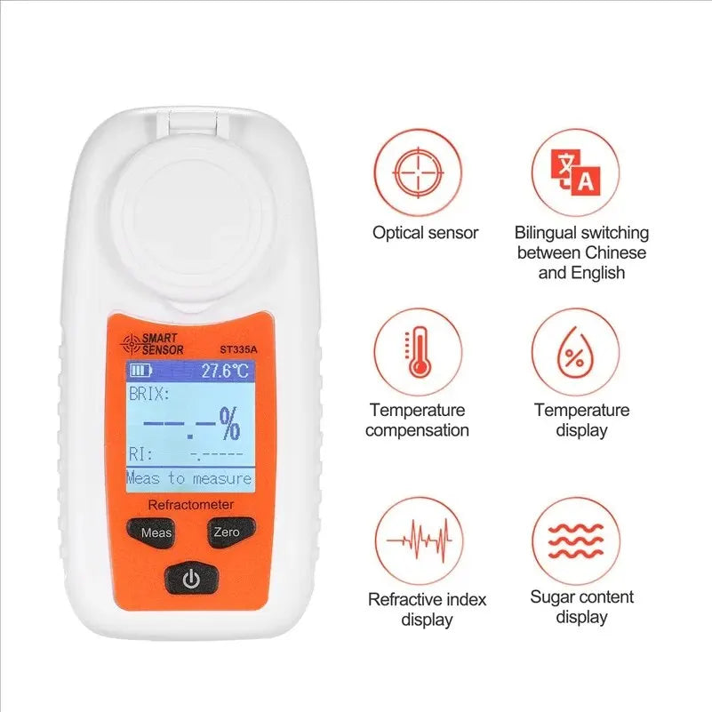 Refratômetro LCD Digital Smart Sensor ST335A para Açúcar Brix