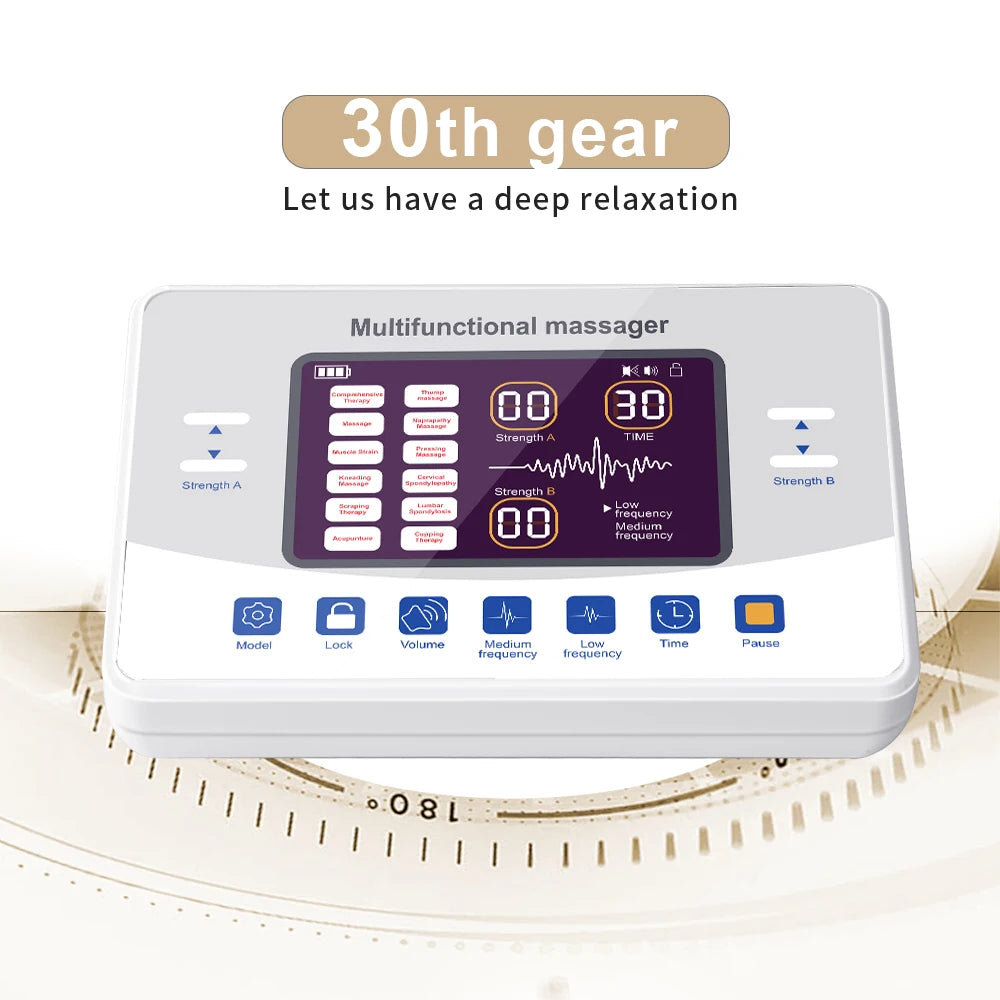 Eletroestimulador para Fisioterapia/Eletroterapia TENS e EMS, Bateria Recarregável, Multifuncional 12 Modos e 30 Níveis | Estimulador muscular elétrico, Terapia de pulso TENS, Massageador