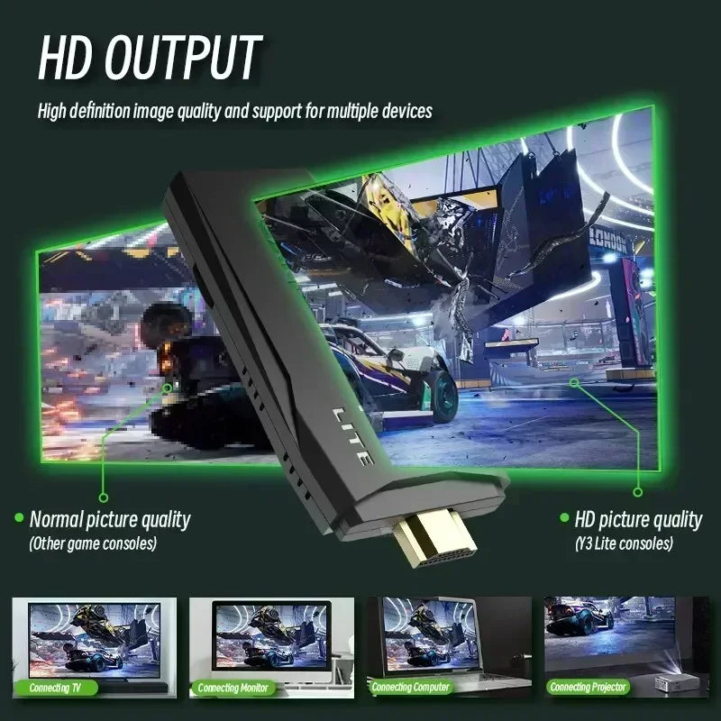 Videogame Retrô Stick M8 Console Sem Fio Emulador Retrô Console 4K HD Saída TV + 10mil Jogos | Portátil