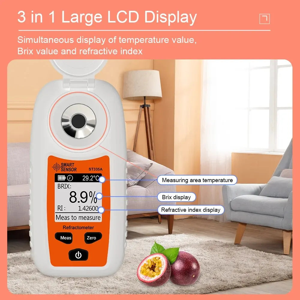Refratômetro LCD Digital Smart Sensor ST335A para Açúcar Brix