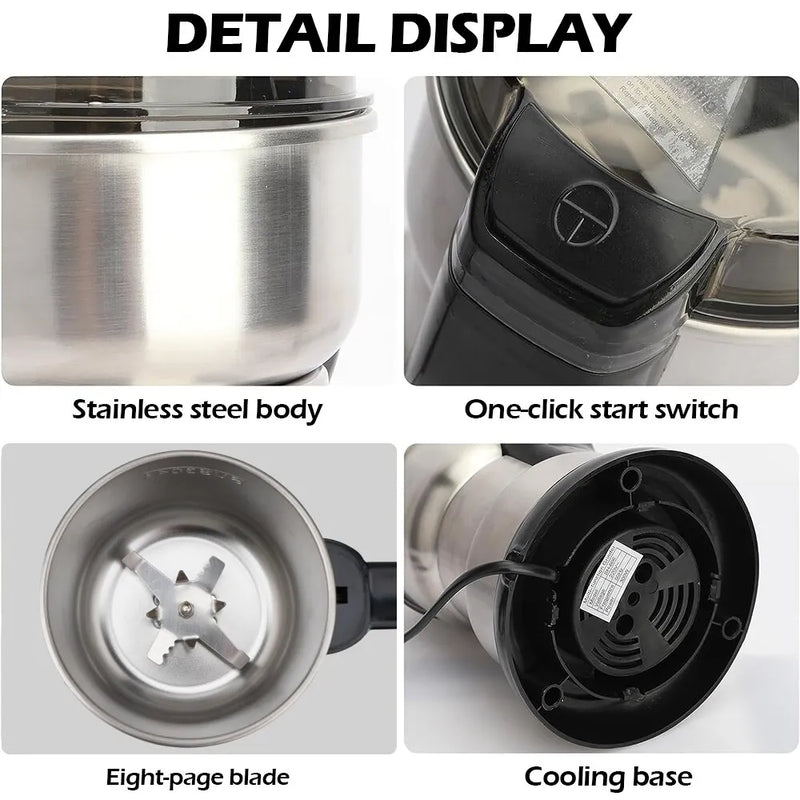 Moedor de Grãos de Alta Potência - Aço Inoxidável | 3 Opções de Potência e Tamanhos