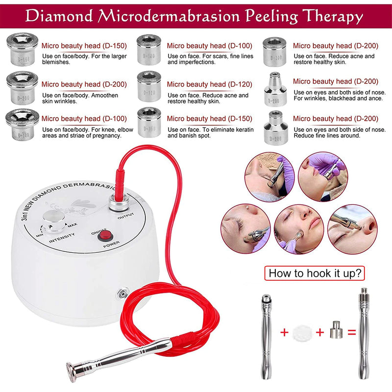 Beauty Diamond Microdermoabrasão 3 em 1 | Peeling Diamante, Sucção A Vácuo, Rejuvenescimento