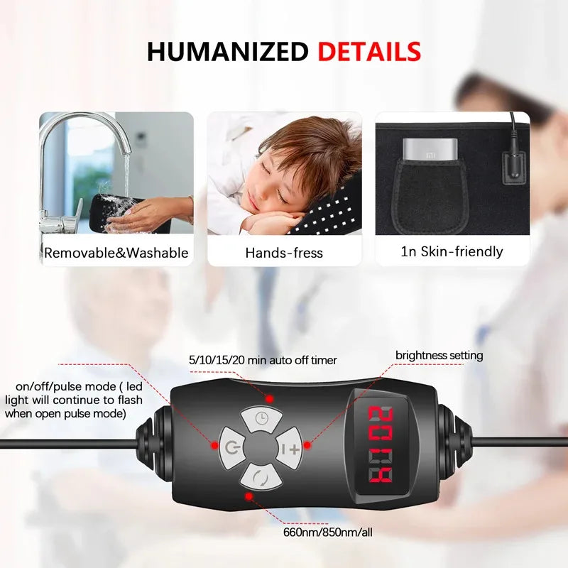 Cinta Healthcare Belt Fototerapia LED Vermelho + Infravermelho Alívio Muscular USB