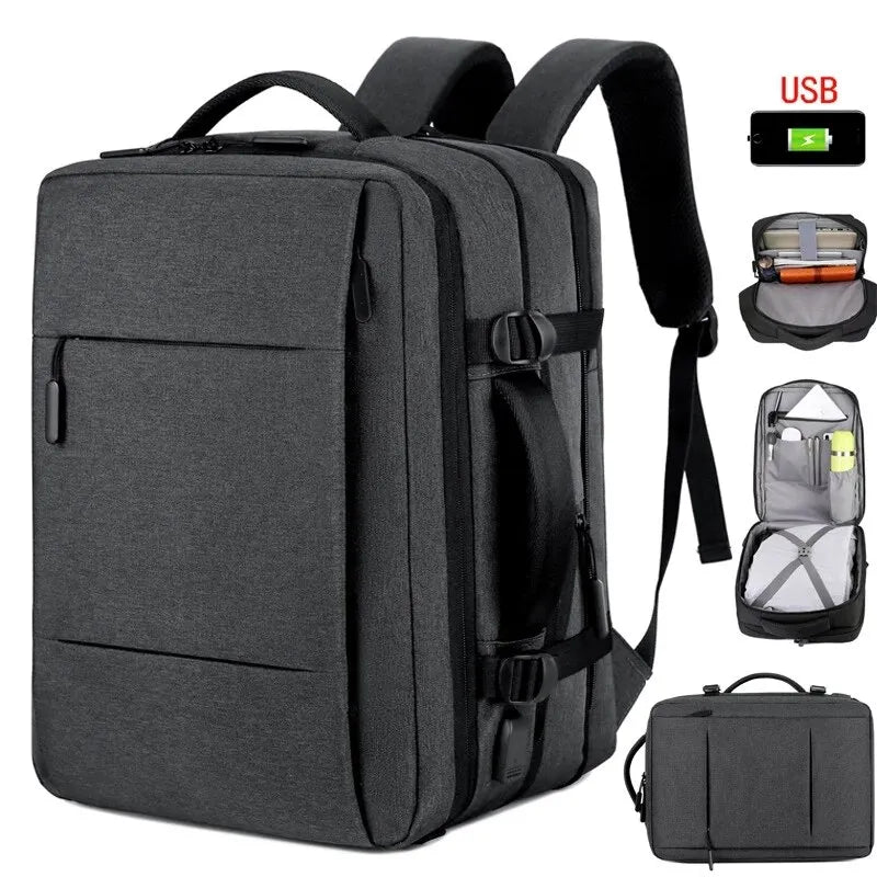 Mochila de Bordo Extensível Impermeável + USB | 36-55 litros