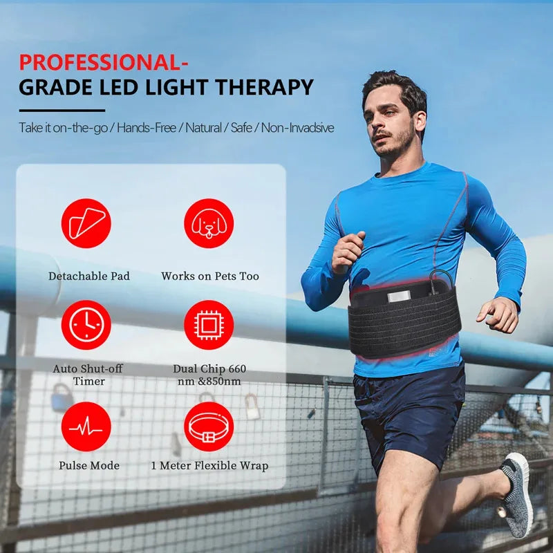 Cinta Healthcare Belt Fototerapia LED Vermelho + Infravermelho Alívio Muscular USB