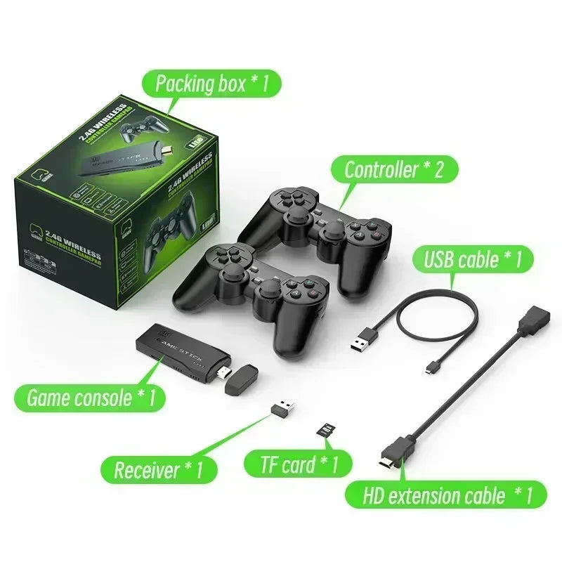 Videogame Retrô Stick M8 Console Sem Fio Emulador Retrô Console 4K HD Saída TV + 10mil Jogos | Portátil