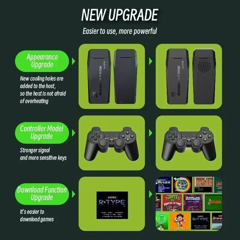 Videogame Retrô Stick M8 Console Sem Fio Emulador Retrô Console 4K HD Saída TV + 10mil Jogos | Portátil