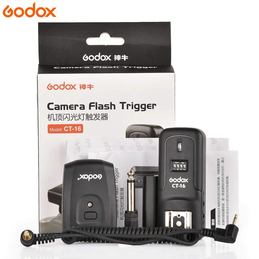 Conj. Radio Flash Transmissor + Receptor Godox CT-16 Canais Wireless Para Canon Nikon Pentax Olympus Speedlite | Universal