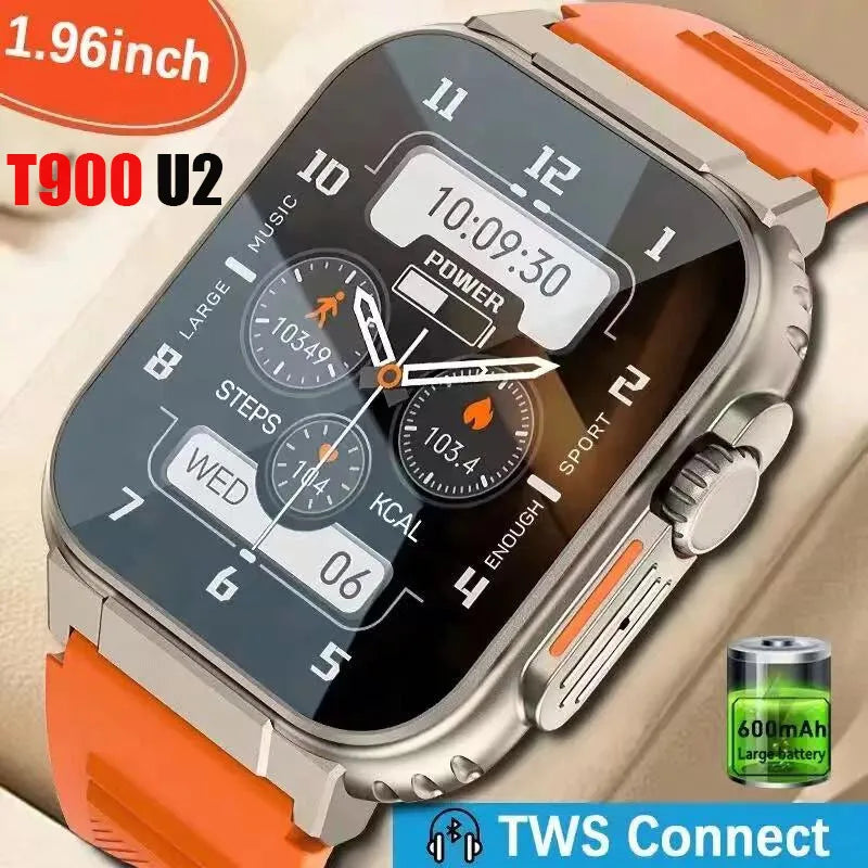 Smartwatch T900 U2 Unissex 2024 | Carregamento Sem Fio, NFC, GPS Track, BT, Música, Jogos, Novo, 49mm