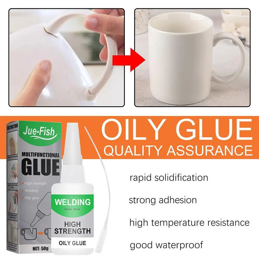 Cola Oily Glue à Prova D'Água| Soldagem de Alta Resistência Universal: Vidro, Plástico, Madeira, Cerâmica, Metal e Couro