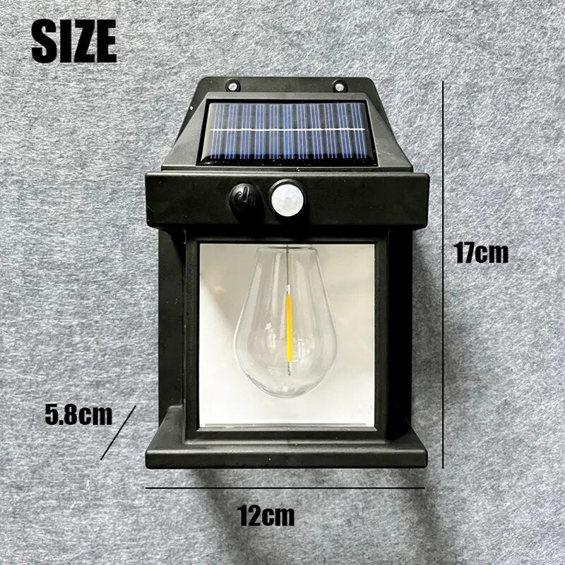 Luminária com Painel Solar, Bateria Recarregável e Sensor de Presença