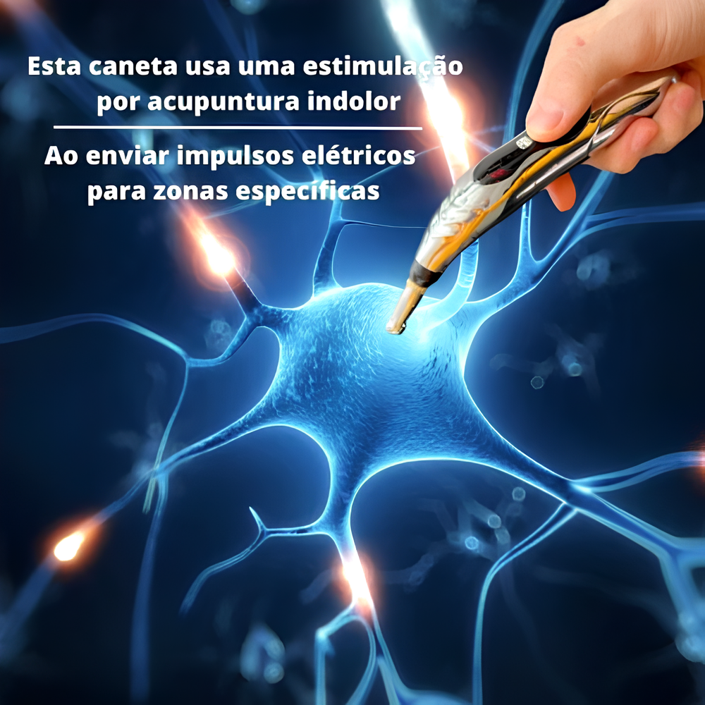 Caneta de Acupuntura Eletrônica + 5 Cabeças de Massagem