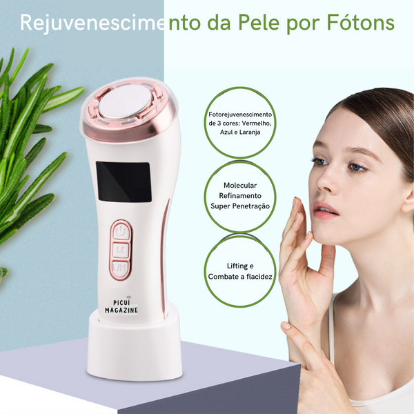 Massageador Ultrassônico de Beleza EMS | Anti-envelhecimento, Hidratação, Termoterapia (quente e frio) e Limpeza profunda - Picuí Magazine