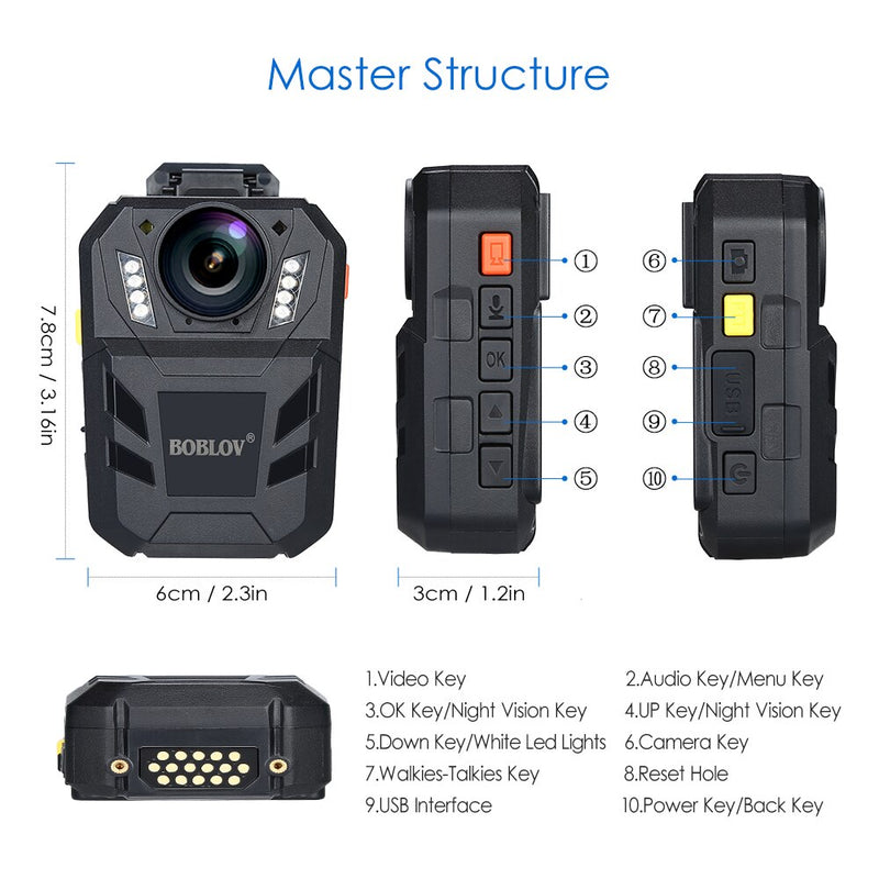 Câmera Body Worn BOBLOV WA7D IP67 - 32MP 1296P HD Ambarella A7 2600mAh - Picuí Magazine