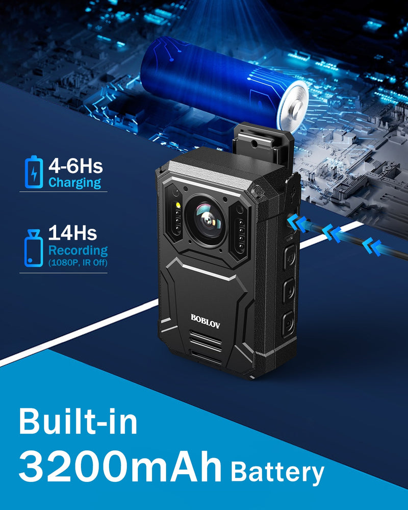 Câmera Bodycam BOBLOV KJ23 1296P 3200mAh 128GB + Acessórios - Picuí Magazine