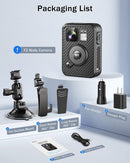 Body Worn BOBLOV F2 2K Câmera Dual GPS 128GB + Acessórios - Picuí Magazine