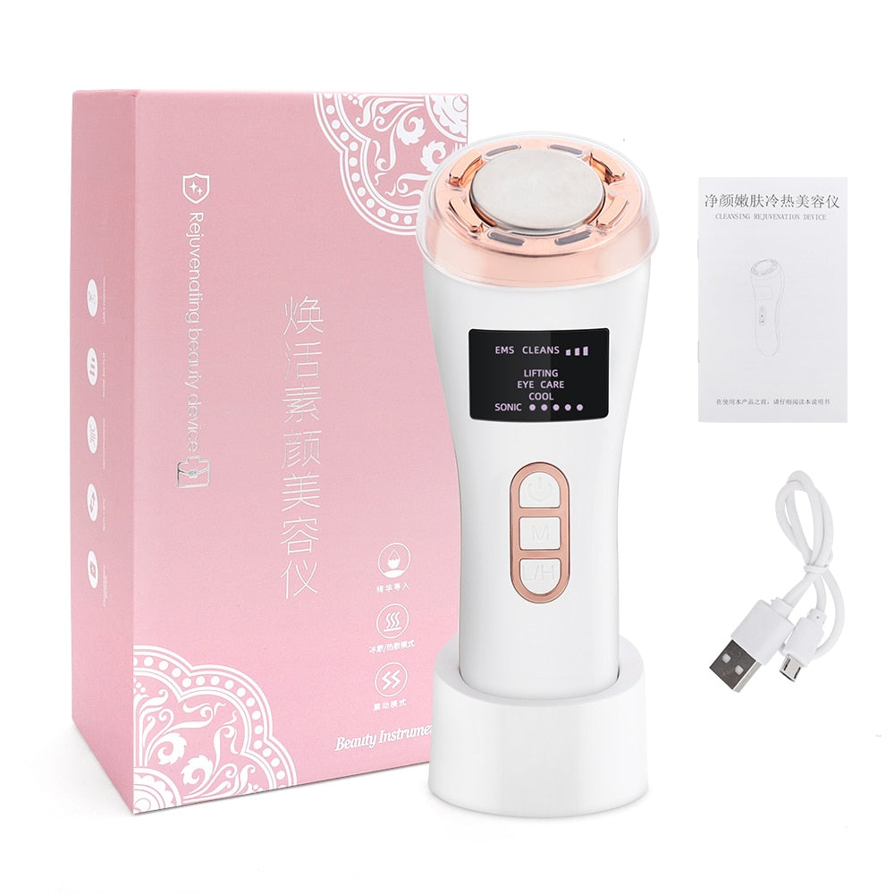 Massageador Ultrassônico de Beleza EMS | Anti-envelhecimento, Hidratação, Termoterapia (quente e frio) e Limpeza profunda - Picuí Magazine