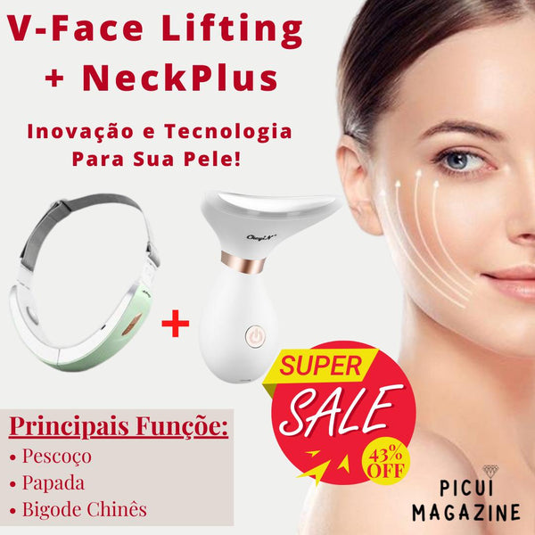 Kit V-Face Lifting + Derma NeckPlus - Cuidados com o Rosto e Pescoço - Picuí Magazine