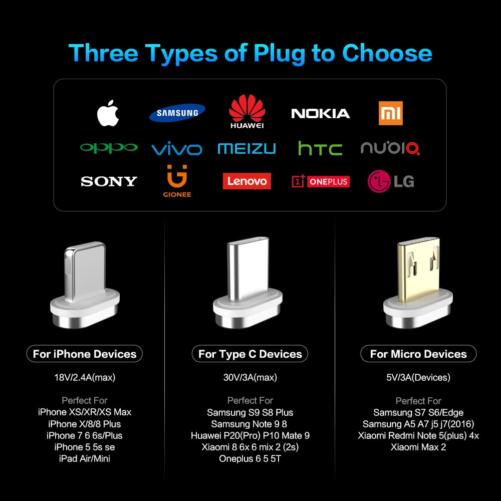 Cabo Magnetico Apple Typo C Micro USB Fast Charging 3.0A - Picuí Magazine