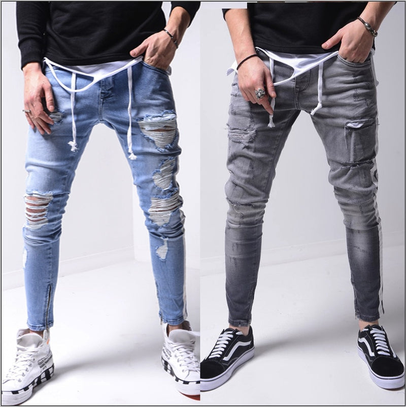 Calça Skinny Ripped Jeans Listrada Masculina - Picuí Magazine