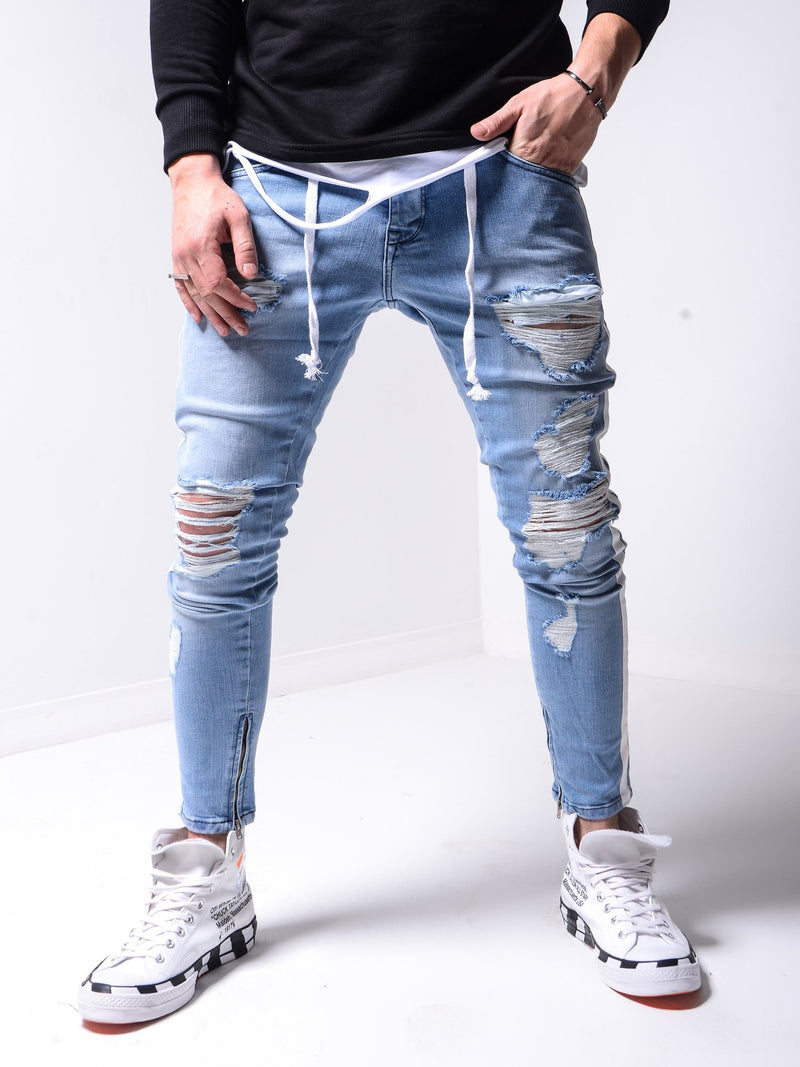 Calça Skinny Ripped Jeans Listrada Masculina - Picuí Magazine