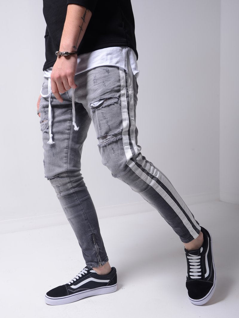 Calça Skinny Ripped Jeans Listrada Masculina - Picuí Magazine