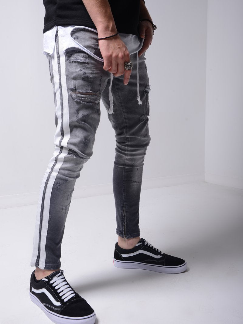 Calça Skinny Ripped Jeans Listrada Masculina - Picuí Magazine