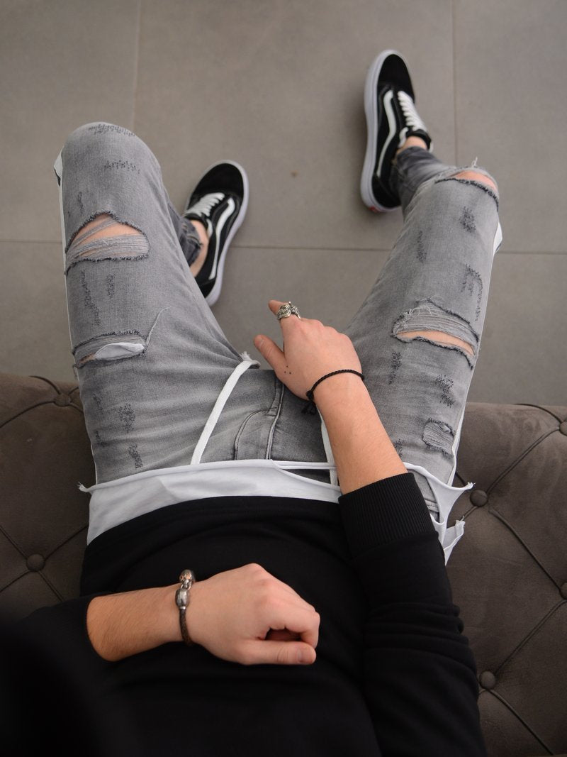 Calça Skinny Ripped Jeans Listrada Masculina - Picuí Magazine