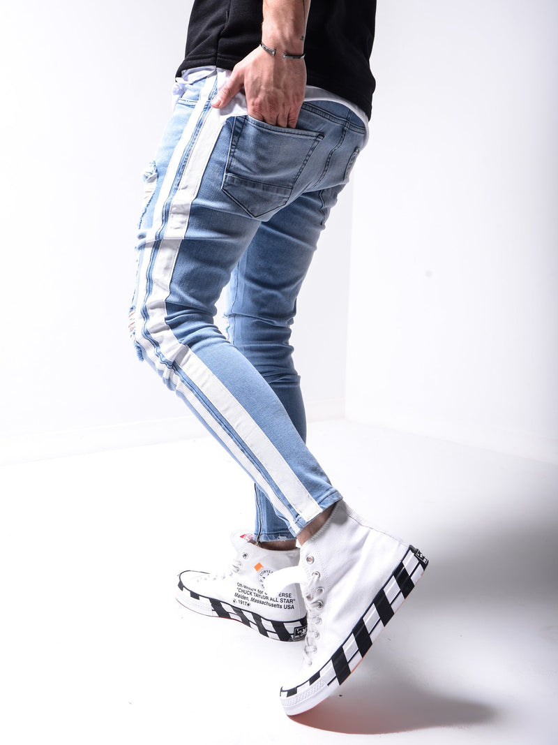 Calça Skinny Ripped Jeans Listrada Masculina - Picuí Magazine