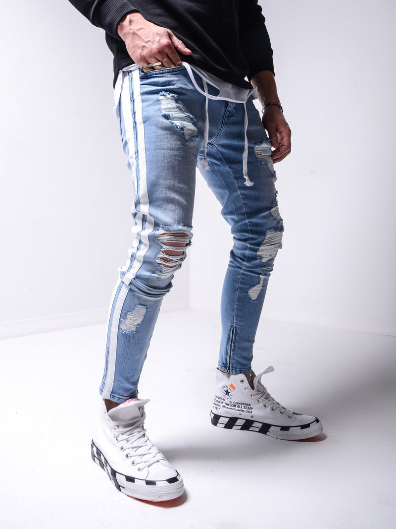 Calça Skinny Ripped Jeans Listrada Masculina - Picuí Magazine