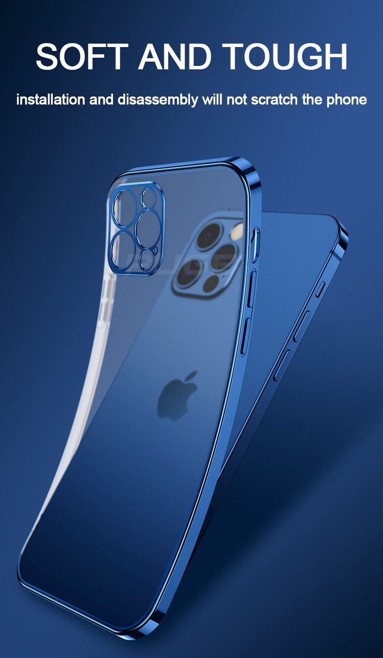 Capinha de Luxo Transparente - iPhone 11 12 Pro Max Mini XR X XS 7 8 Plus SE 2020 - Picuí Magazine