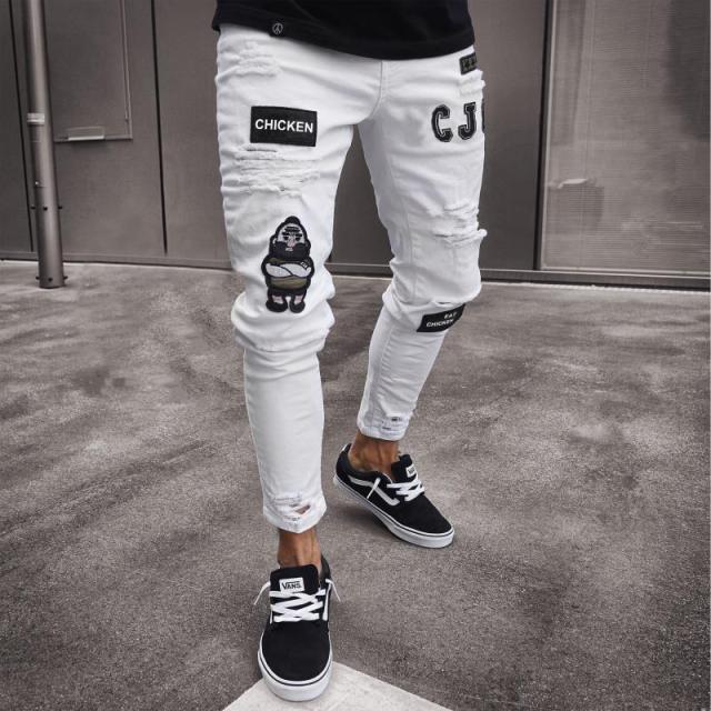 Calça Skinny Ripped Jeans Listrada Masculina - Picuí Magazine