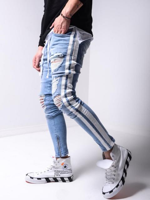 Calça Skinny Ripped Jeans Listrada Masculina - Picuí Magazine